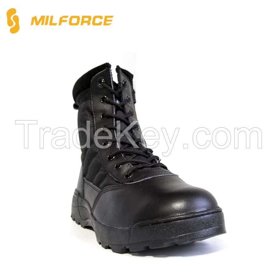 Cow leather black Europe military police boots for army