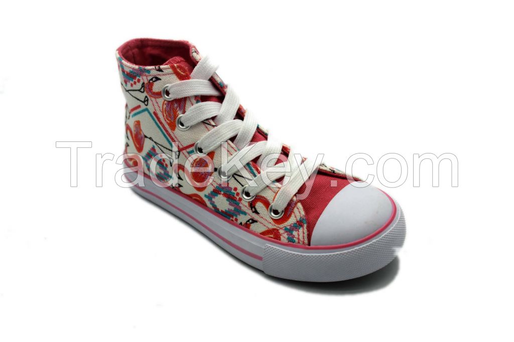 Factory price lace-up print canvas shoes