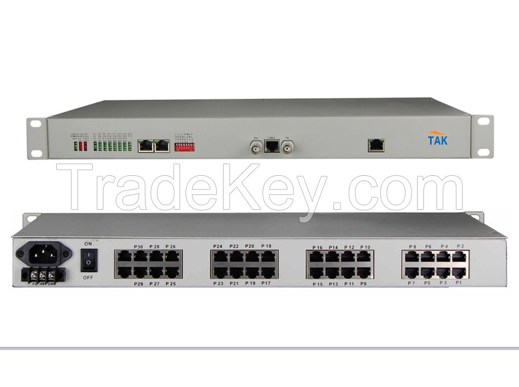 30*FXS/FXO/POTS/Phone voice E1 PCM multiplexer with CAS signaling