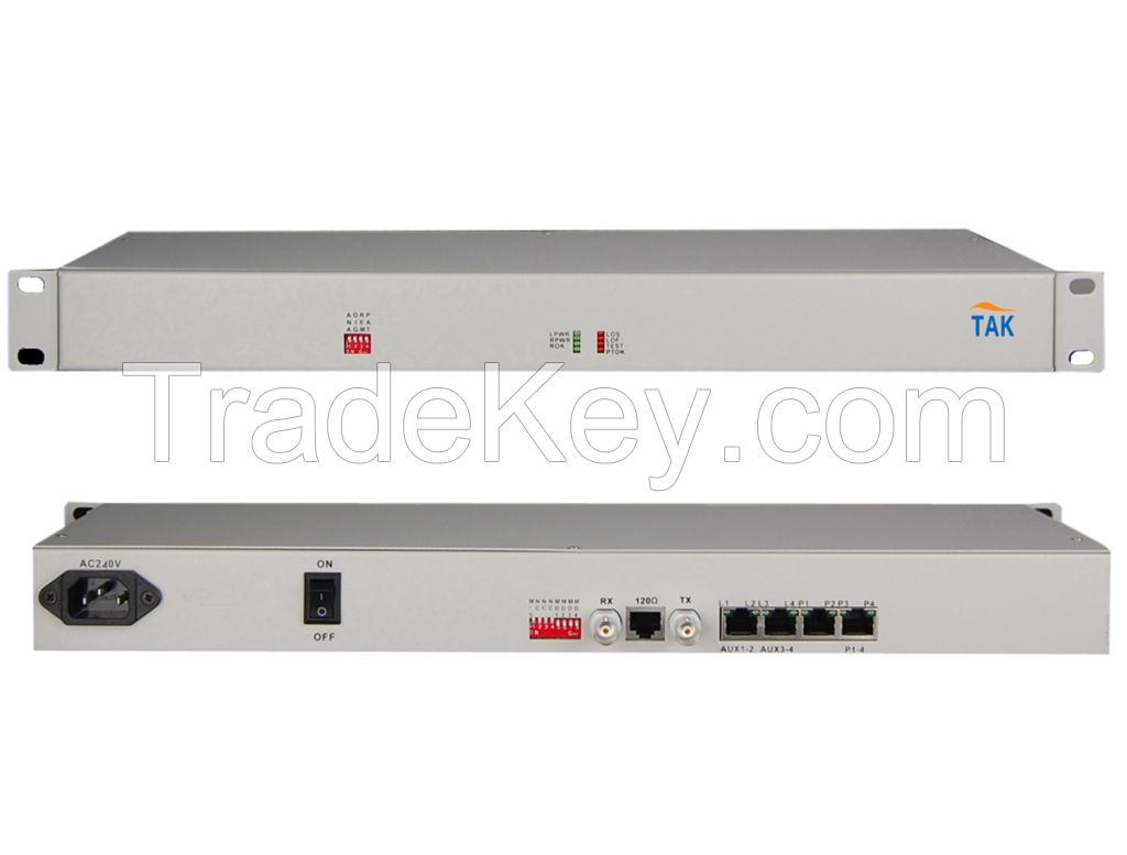 4*Ethernet FE+4RS232+4voice(FXS/FXO/POTs) E1 PCM multiplexer