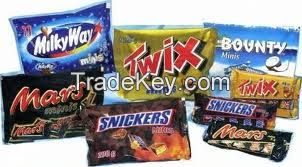 Mars, Snickers, Twix, and Bounty