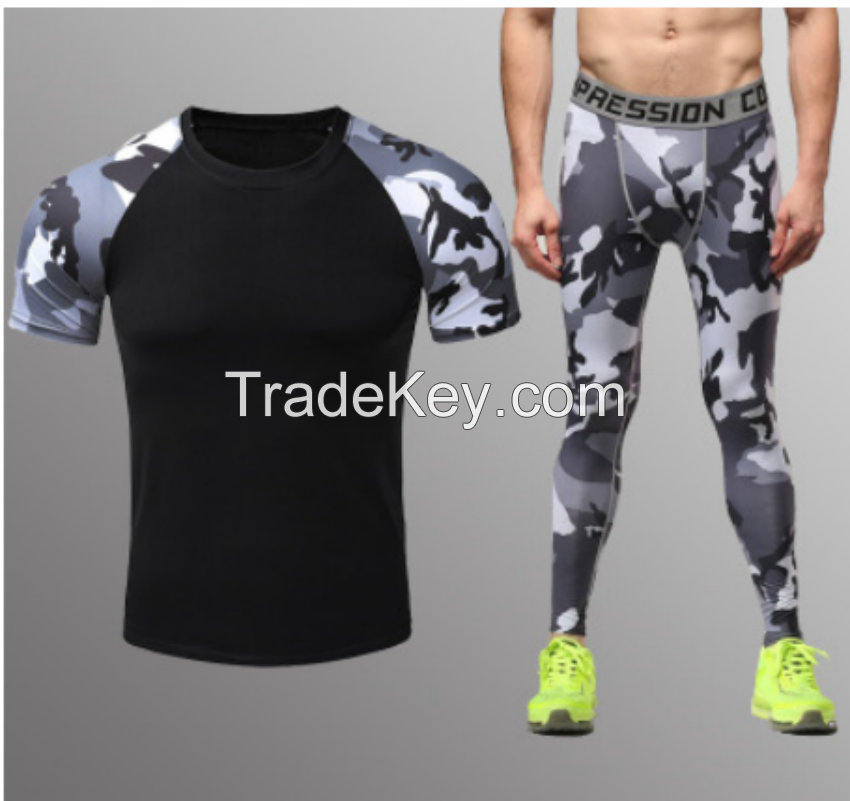 Men's Colorful Compression Under Base Layer Sets SkinTight sports Fitness  sets quick dry 