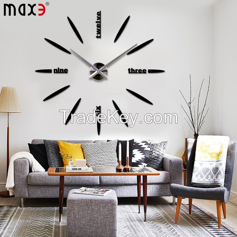 Modern Decor Time Wall Clock Silver Mirror Wall Clock