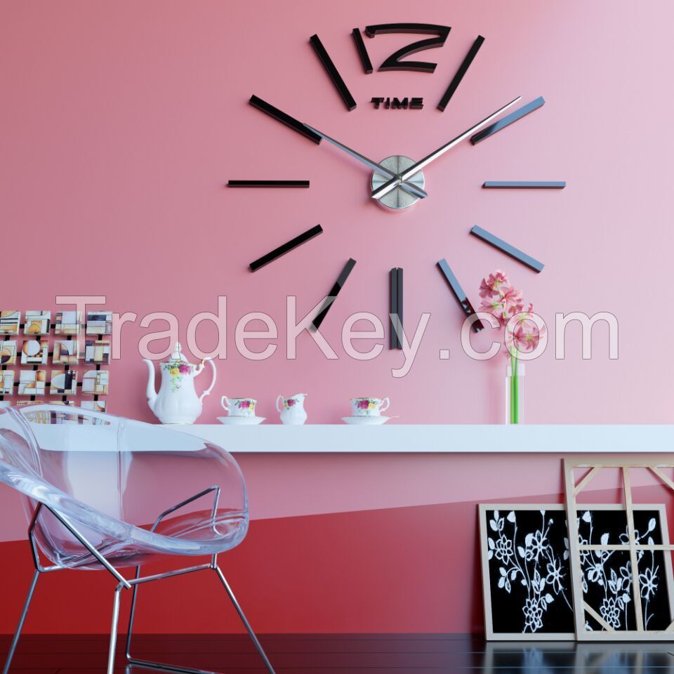 Sweep Movement Wall Mounted Clock Slient Wall Clock Wall Art Sticker Clock