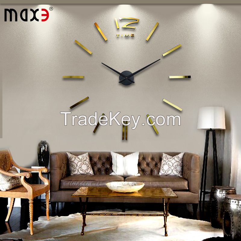 Modern Decor Time Wall Clock Silver Mirror Wall Clock