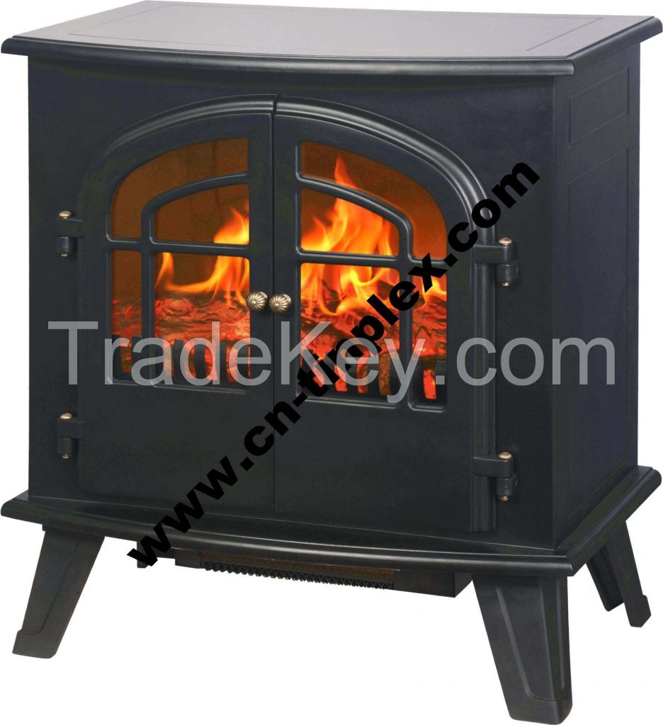 Classic Freestanding electric fireplace heater with double openable door