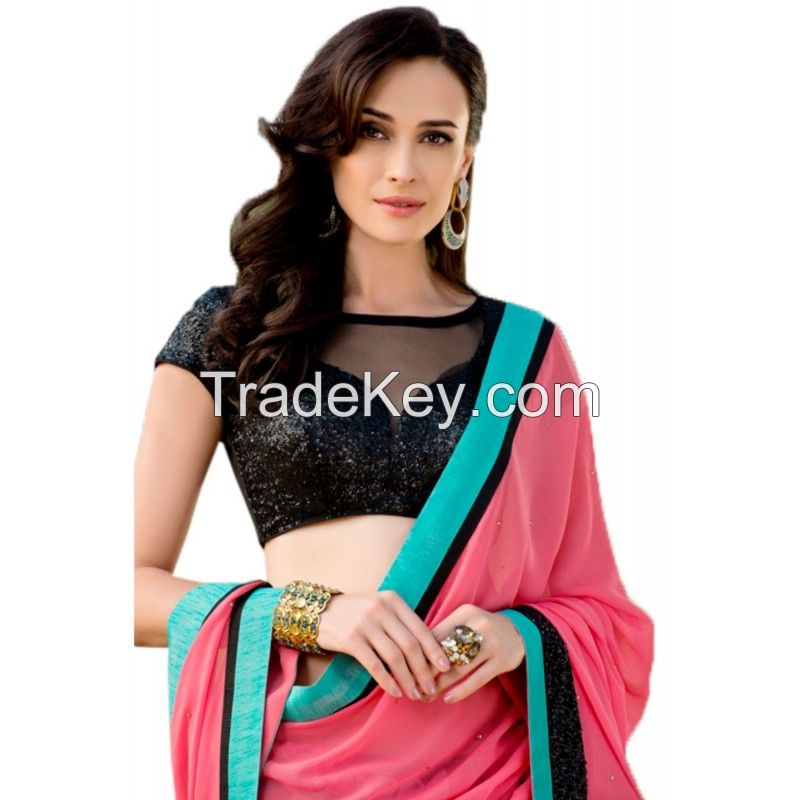 Exclusive Ethnic Partywear Multi Color Georgette Saree