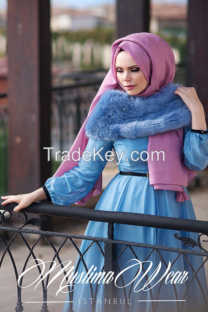 Muslima Wear Silver Blue French Chiffon Dress