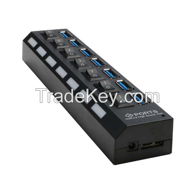 usb 3.0 hub with 7 ports and led light and switch Inquire now