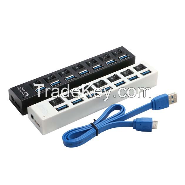 usb 3.0 hub with 7 ports and led light and switch Inquire now