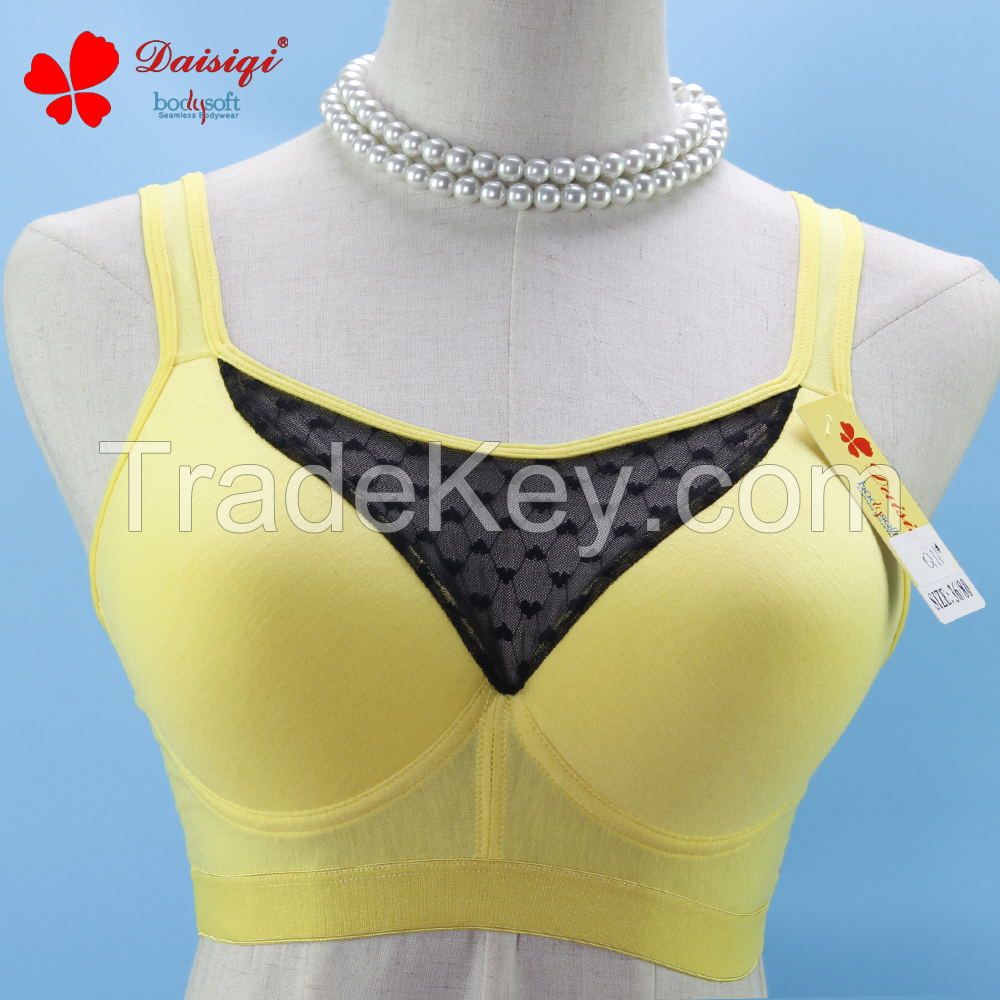 Wholesale top quality beautiful breast design women cotton sports bra with cheap price