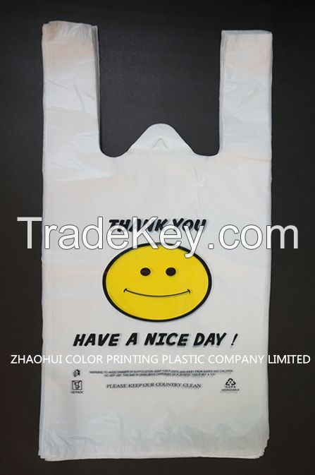 Custom Printed Plastic T-Shirt Bags for Shopping