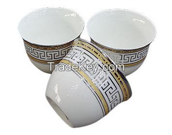 Fine Porcelain Ceramic Cawa Cup with Electronicplating and Decal