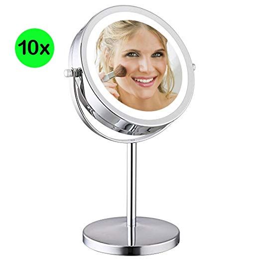 IN STOCK 1pc MOQ 7 inches cheap cosmetic tools battery operated double sided magnifying led lighted vanity table makeup mirrors