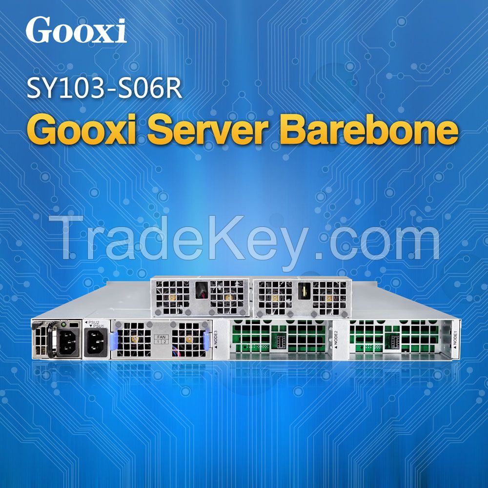 1U Server barebone case chassis 3 nodes 6 HDDs Gooxi SY103-S06R Intel Xeon Processor E3-1200 V3/V4