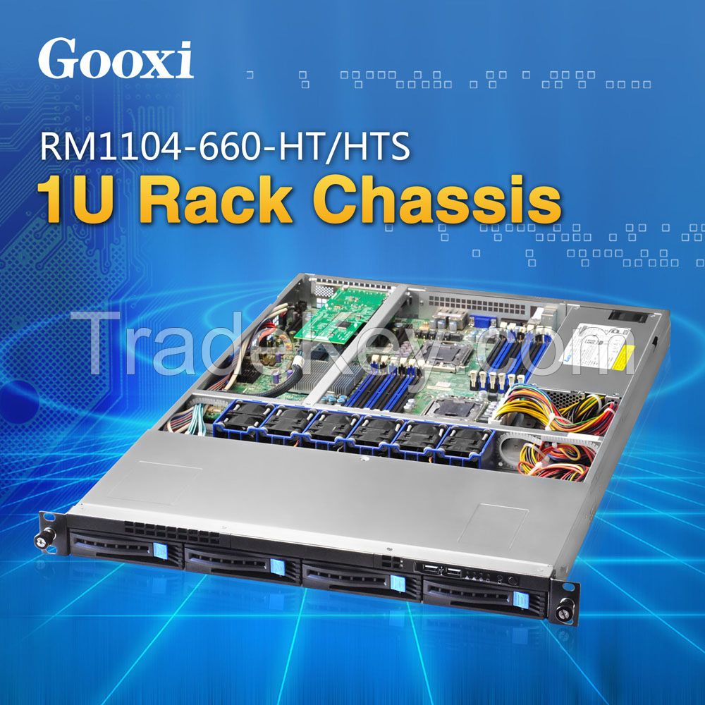 1U rackmount server case chassis 4 HDDs Gooxi RM1104-660-HT/HTS EEB / CEB / ATX / Micro ATX