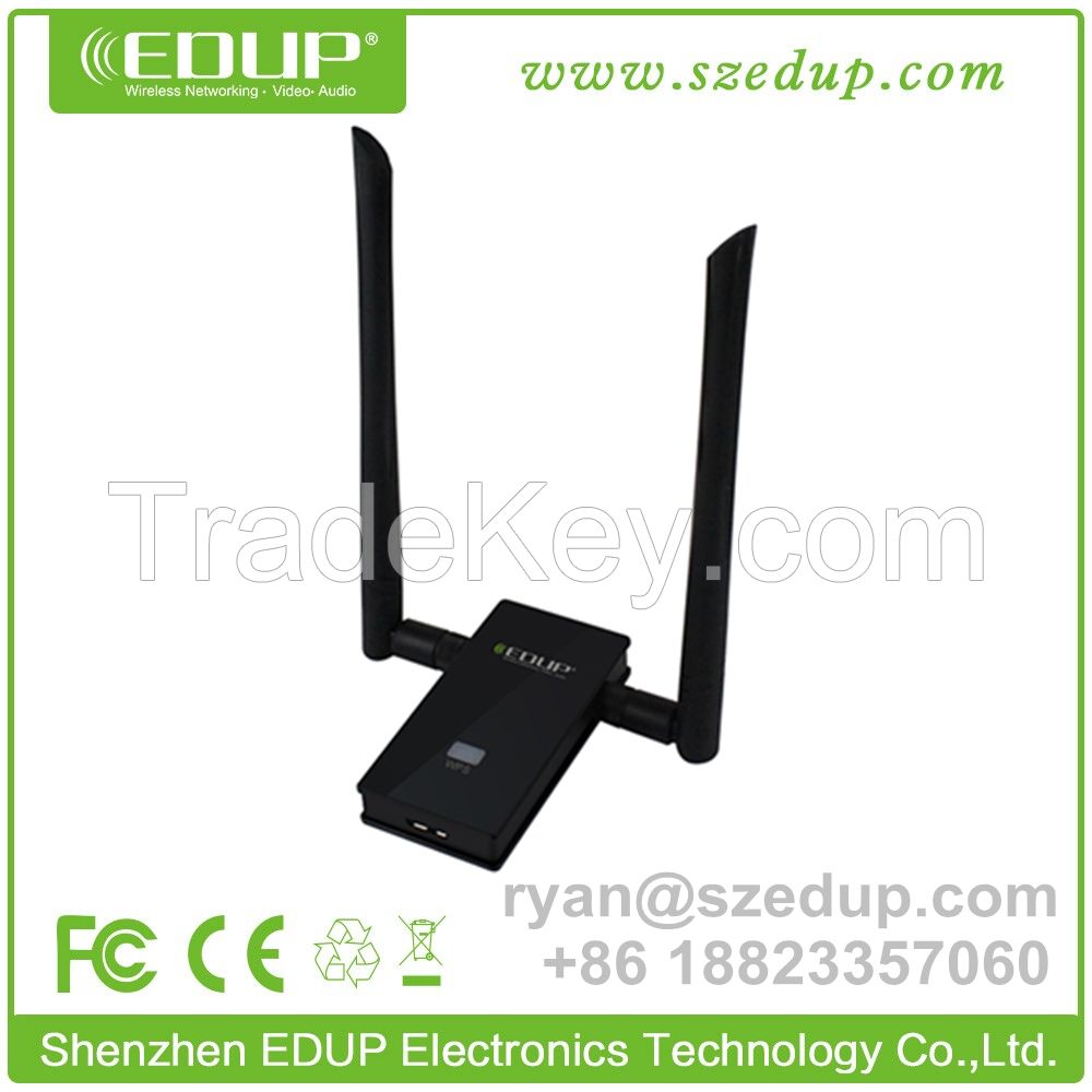 802.11AC 1200Mbps 2.4G/ 5G Dual Band USB WiFi Adapter with Dual 6dBi Antenna