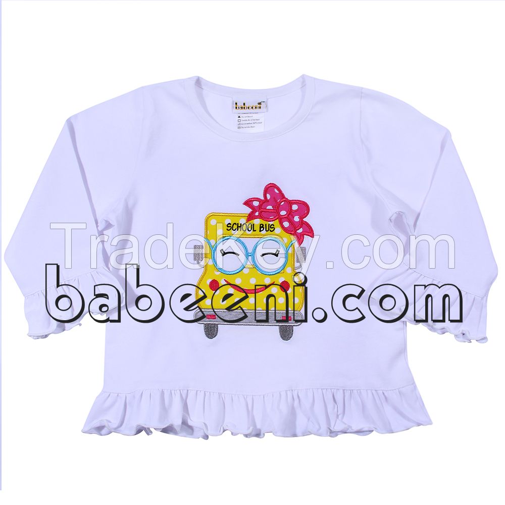 Cute school bus applique T-shirt for girls - BB719