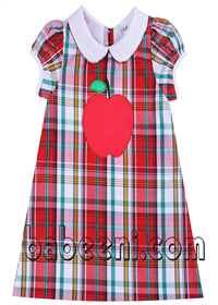 Nice apple applique A-line dress for girl - BB795