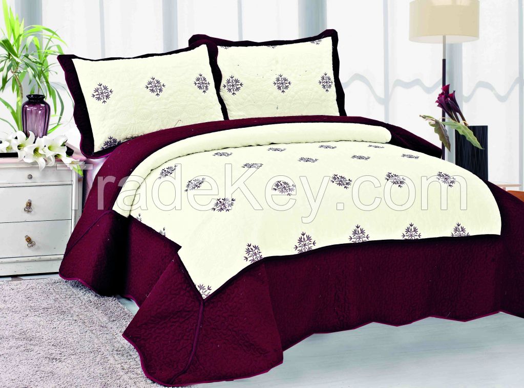 Micorfiber Embroidery Bedspead Set 3pcs