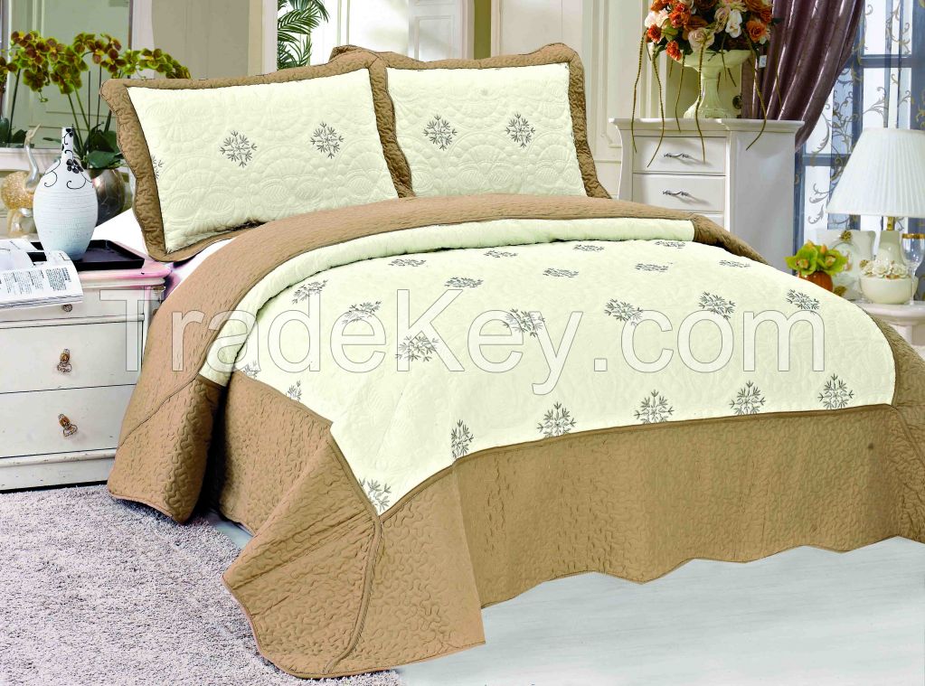 Micorfiber Embroidery Bedspead Set 3pcs