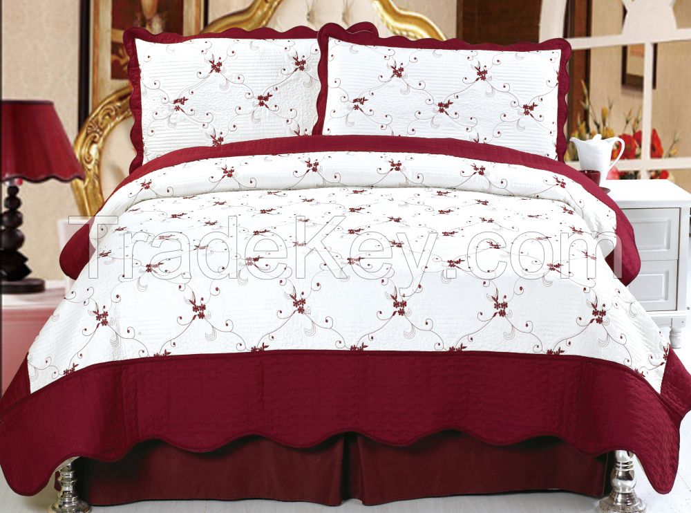 Micorfiber Embroidery Bedspead Set 3pcs