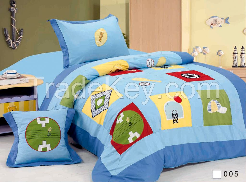 cotton fabric children designs embroidery 3pcs comforter set cartoon d