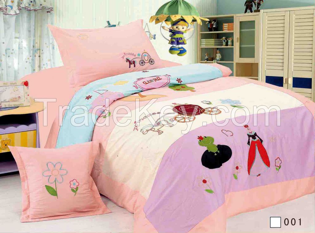 cotton fabric children designs embroidery 3pcs comforter set cartoon d