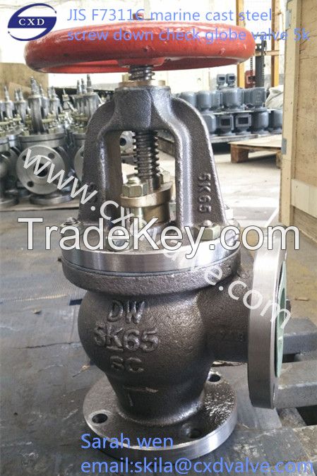 JIS marine cast steel screw down angle valves 5K F7312C