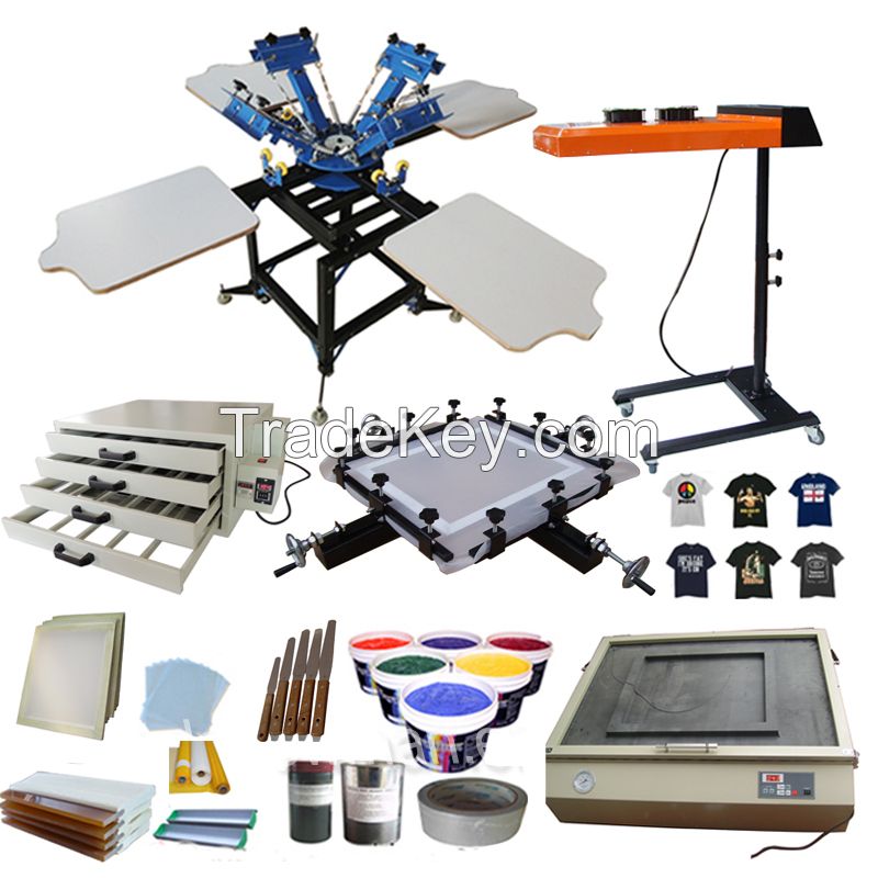 Manual 4 color 4 station t-shirt screen printing machines with carousel table