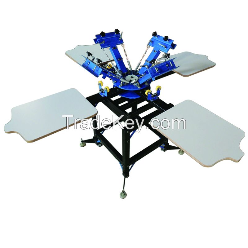 4 color 4 station silk screen printing machine t-shirt printer press equipment carousel