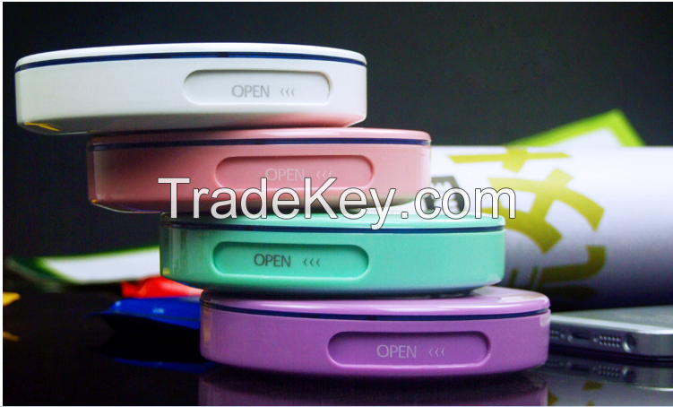 4400mAh customized LOGO portable round power bank for mobile phone