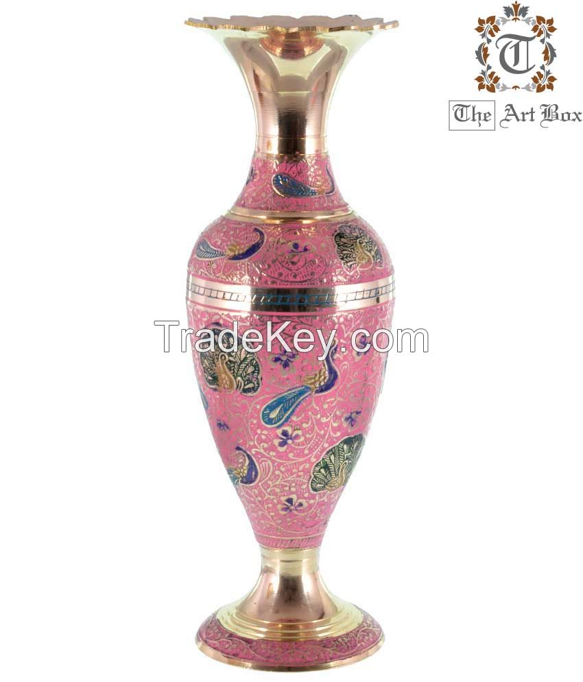 Brass Colorful Flower Vase Home Decor Metal Vases