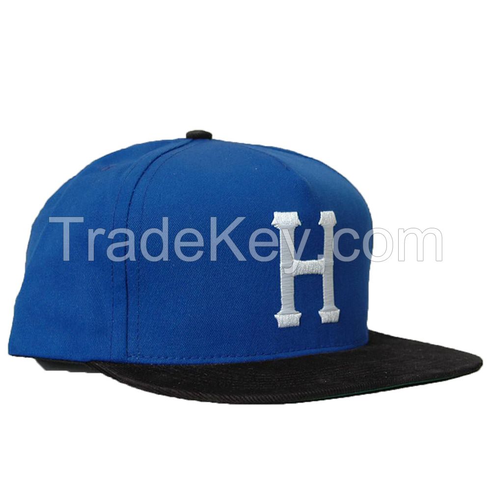 5 panel flat brim metal plate fonts snapback cap