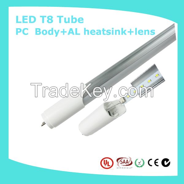 LED T8 tube light 9W-22W with UI SAA CE C-tick approval