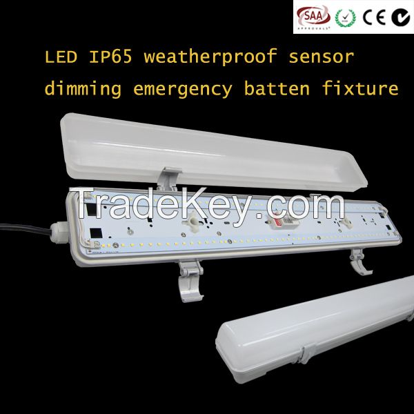 LED IP65 weatherproof anti-corrosive batten LED emergency sensor vapor tight light