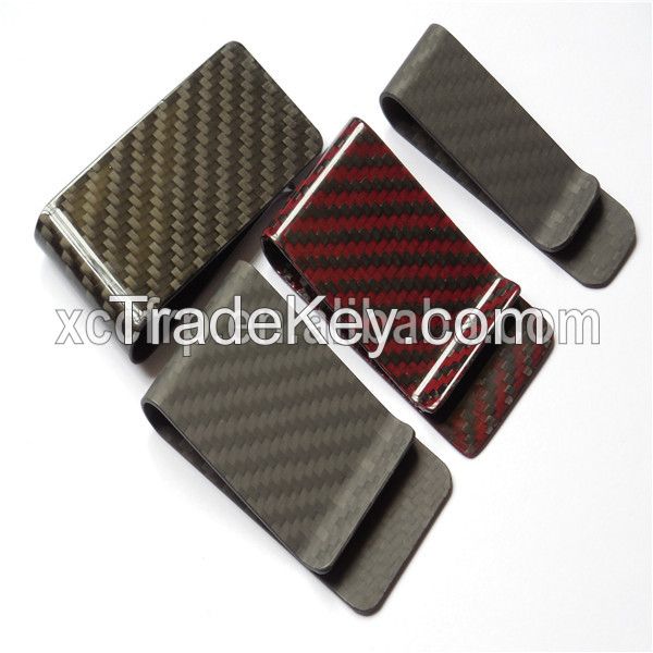 High Polish Glossy Surface Colorful Carbon Fiber Money Clip