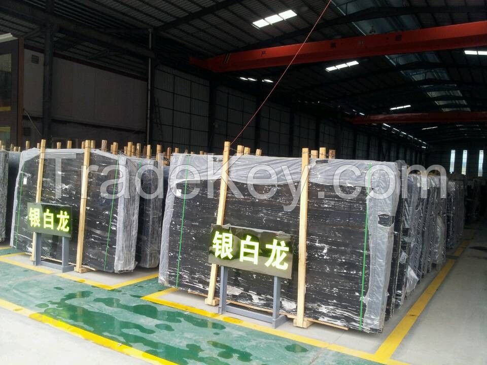 China Silver Dragon Marble for Decorative Wall/black and white wooden marble natural black silver dragon marble