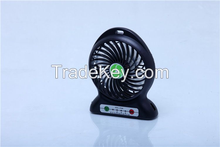 Portable USB fan strong winds with battery charging cable led light rechargeable fan