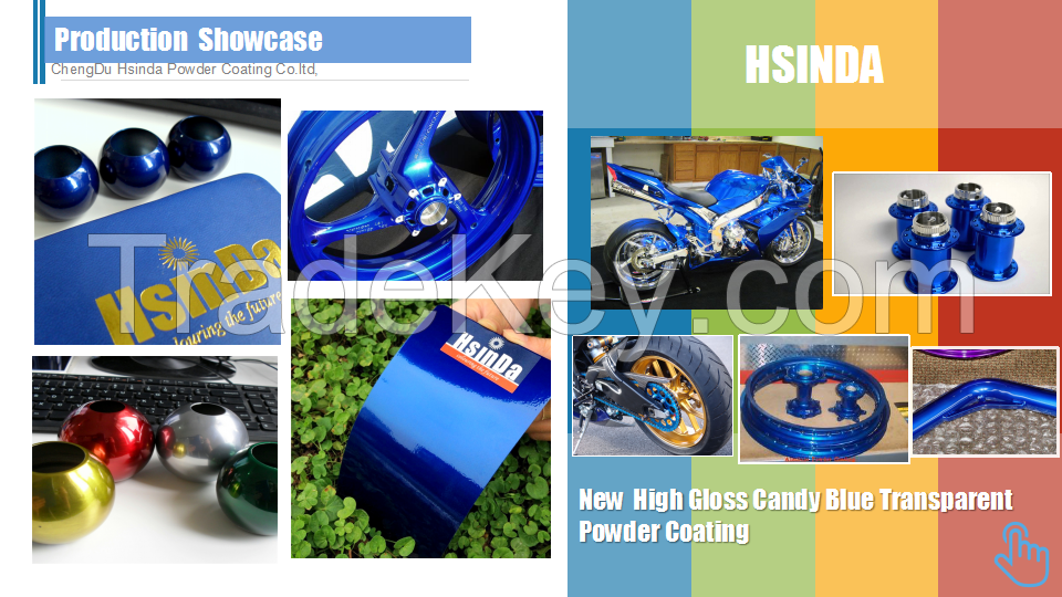 New  High Gloss Candy Blue Transparent  Powder Coating 