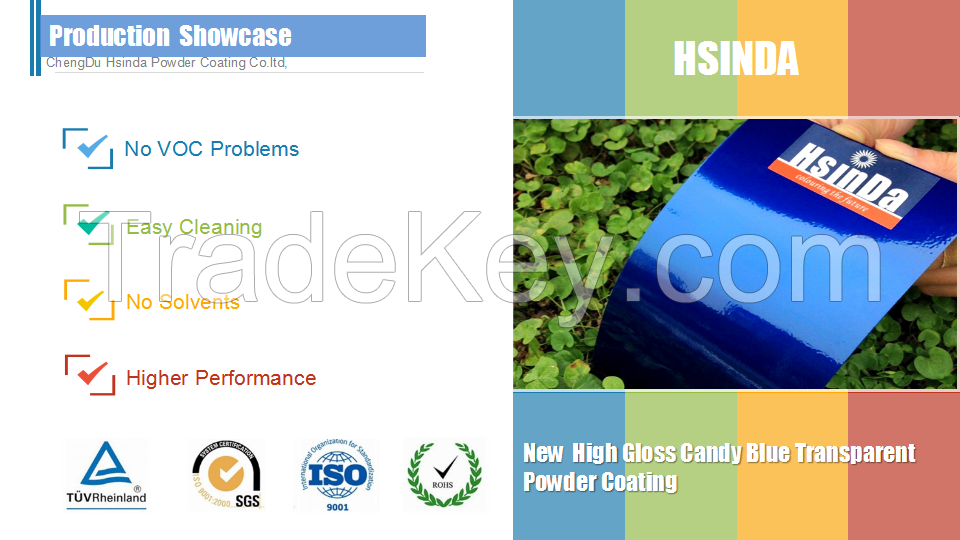 New  High Gloss Candy Blue Transparent  Powder Coating 