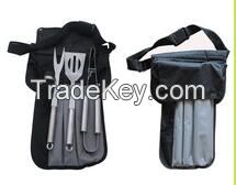 3pc Bbq Set with tote incl spatula, tongs, fork
