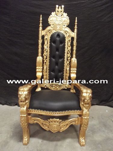 Hand Carved Mahogany Wood Lion Throne Chairs, Office Furniture