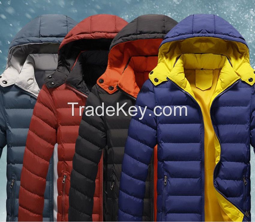 mens outdoor cotton padded warm leisure jacket/coat with hood