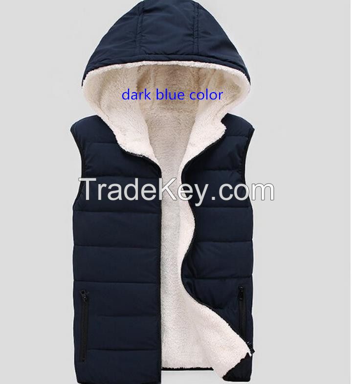 mens spring/autumn/winter two layer cotton padded leisure vest &amp;amp; waistcoat with hood