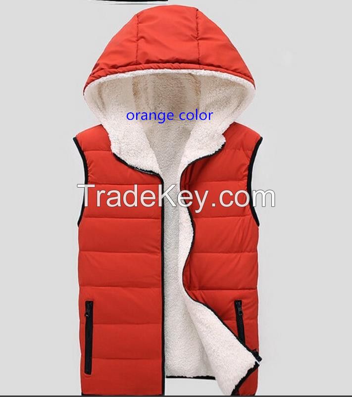 mens spring/autumn/winter two layer cotton padded leisure vest &amp;amp; waistcoat with hood