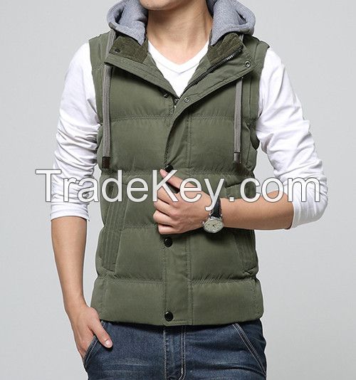 mens autumn/winter three layer  cotton padded leisure vest &amp;amp; waistcoat with hood