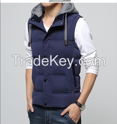 mens autumn/winter three layer  cotton padded leisure vest &amp;amp; waistcoat with hood