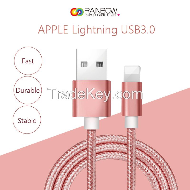 Lightning Cable, Rainbow Charger Cables to USB Syncing and Charging Cable Data Nylon Braided Cord Charger for iPhone 7/7 Plus/6/6 Plus/6s/6s Plus/5/5s/5c/SE and more