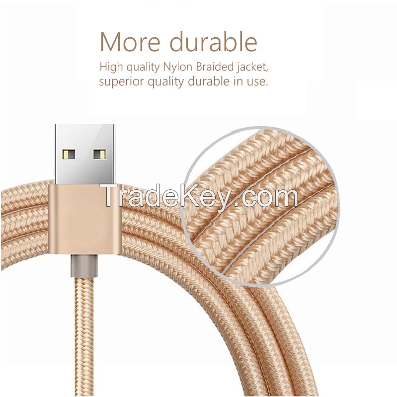 Micro Cable, Rainbow Charger Cables to USB Syncing and Charging Cable Data Nylon Braided Cord Charger for android, samsung, nexus, lg, htc, nokia, sony, and more